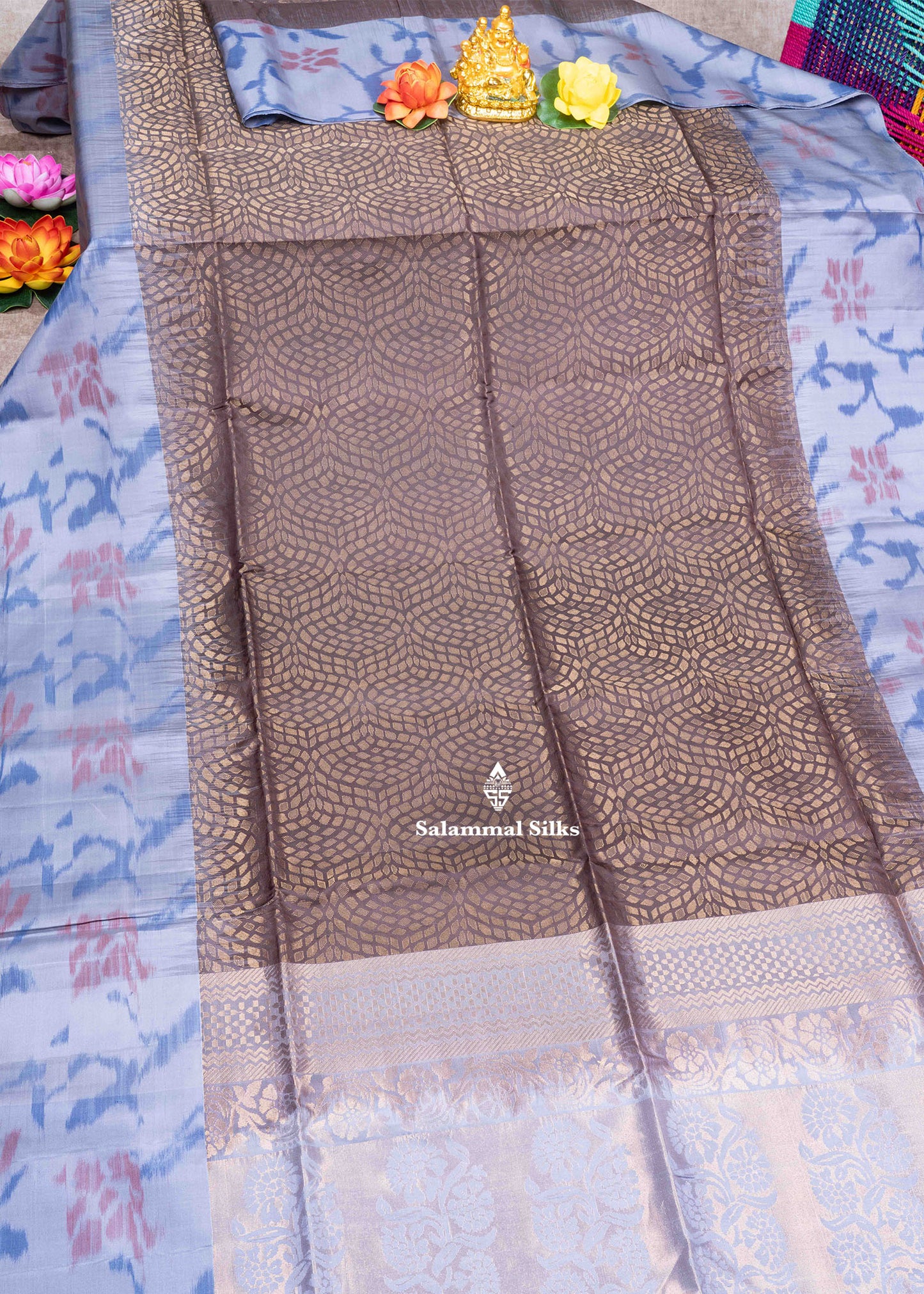 Kanjivaram Light Brown Pure Soft Silk Saree With PochamPally Border