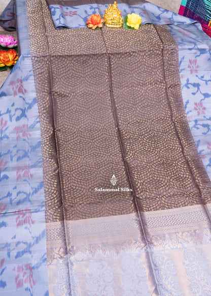 Kanjivaram Light Brown Pure Soft Silk Saree With PochamPally Border