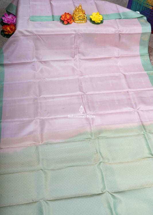 Kanjivaram Pure Silk Saree Cream With Green White Blouse