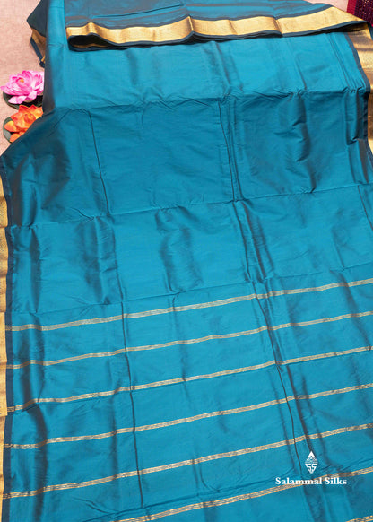 9 Yards Semi Silk Saree Orange Colour with Red Border
