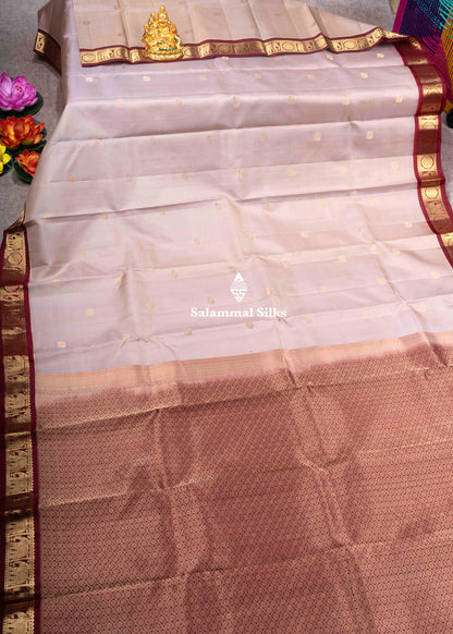 Kanjivaram Yellow Pure Silk Saree With Traditional Maroon Border