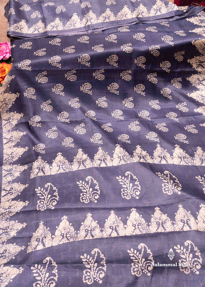 Blue Colour Fancy Semi Tussar Saree With Blouse