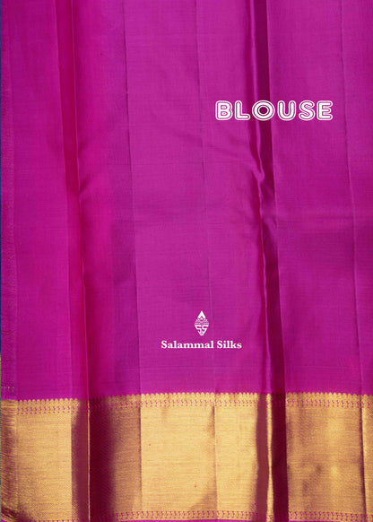 Kanjivaram Ink Blue Pure Silk Jacquard Saree With Pink Blouse