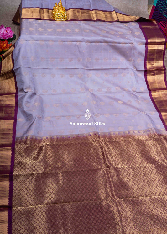 Lavender Color Kanjivaram Pure Silk Saree Majanta Border with Blouse