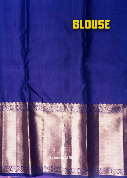 Kanjivaram Light Pink Pure Silk Saree With Nany Blue Blouse