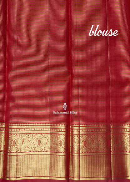 Kanjivaram Maroon Vaira oosi Pure Silk Saree With Traditional Gold Zari Border