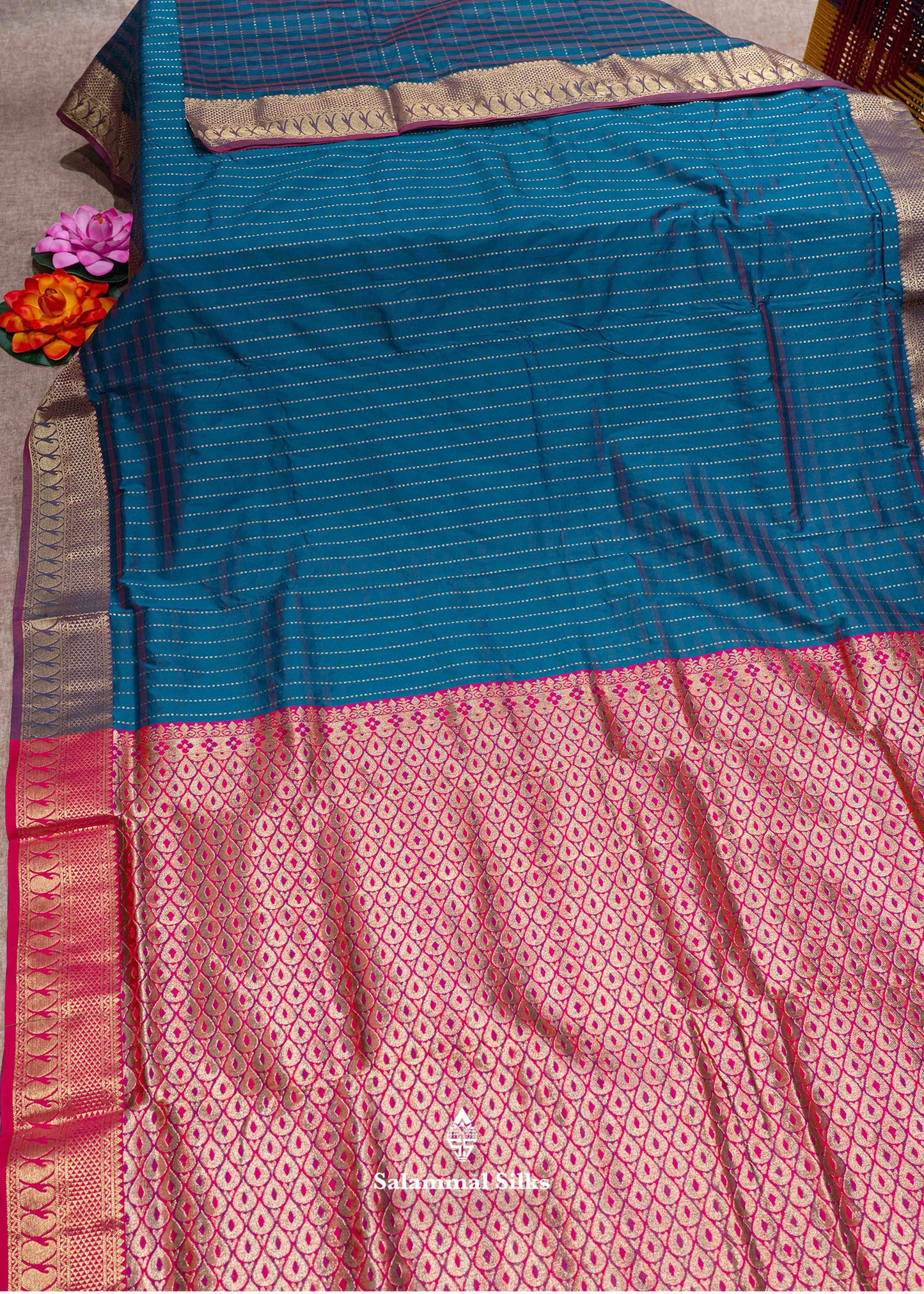9 Yards Semi Silk Saree Maroon & Brown Colour with Green Border