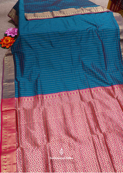 9 Yards Semi Silk Saree Maroon & Brown Colour with Green Border