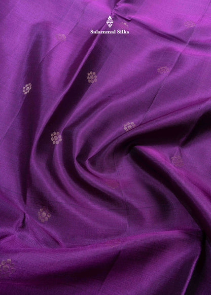 Kanjivaram Violet Colour Pure Silk Saree With One Side Border