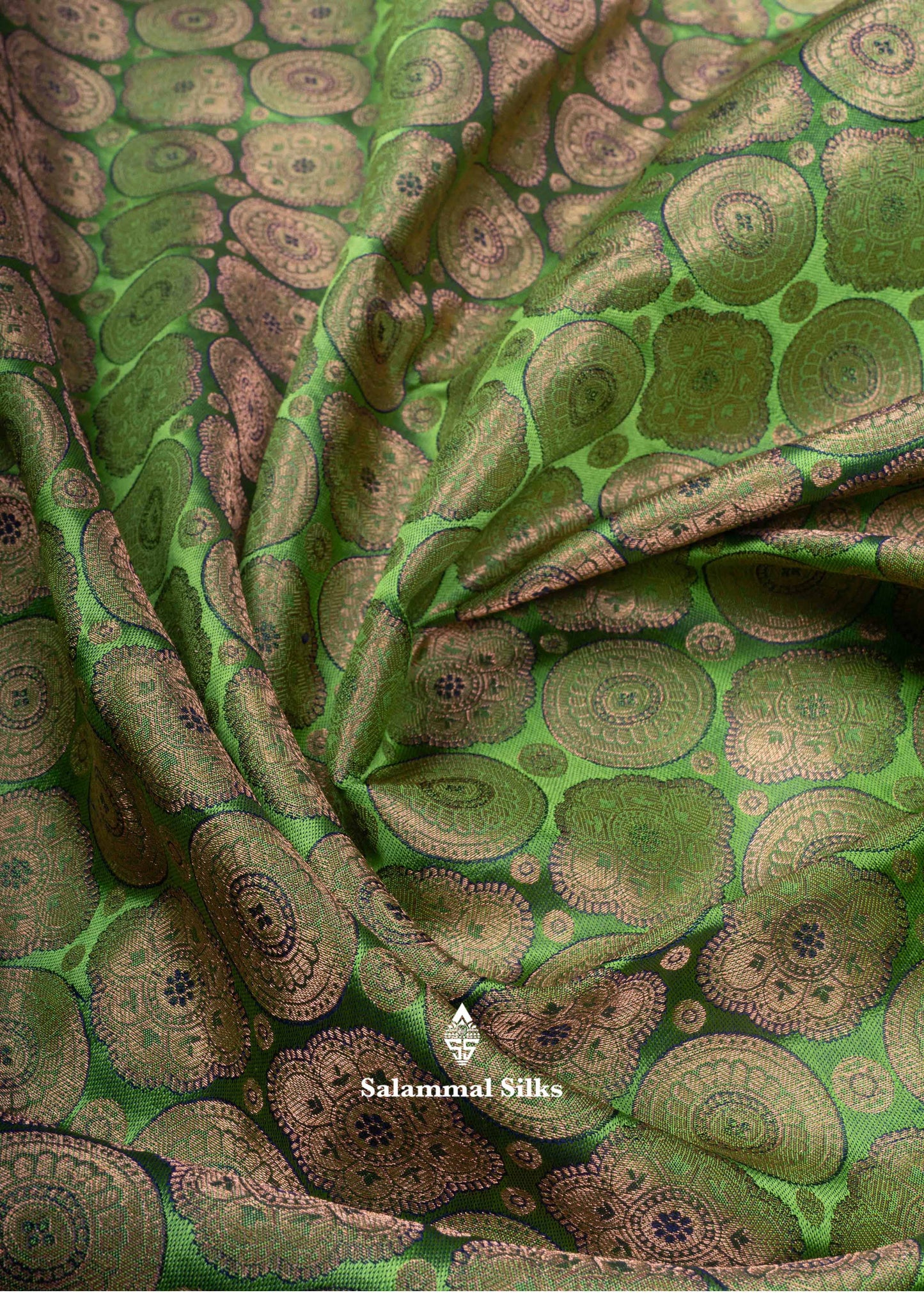 Kanjivaram Olive Green Pure Silk Jacquard Saree With Blue Blouse