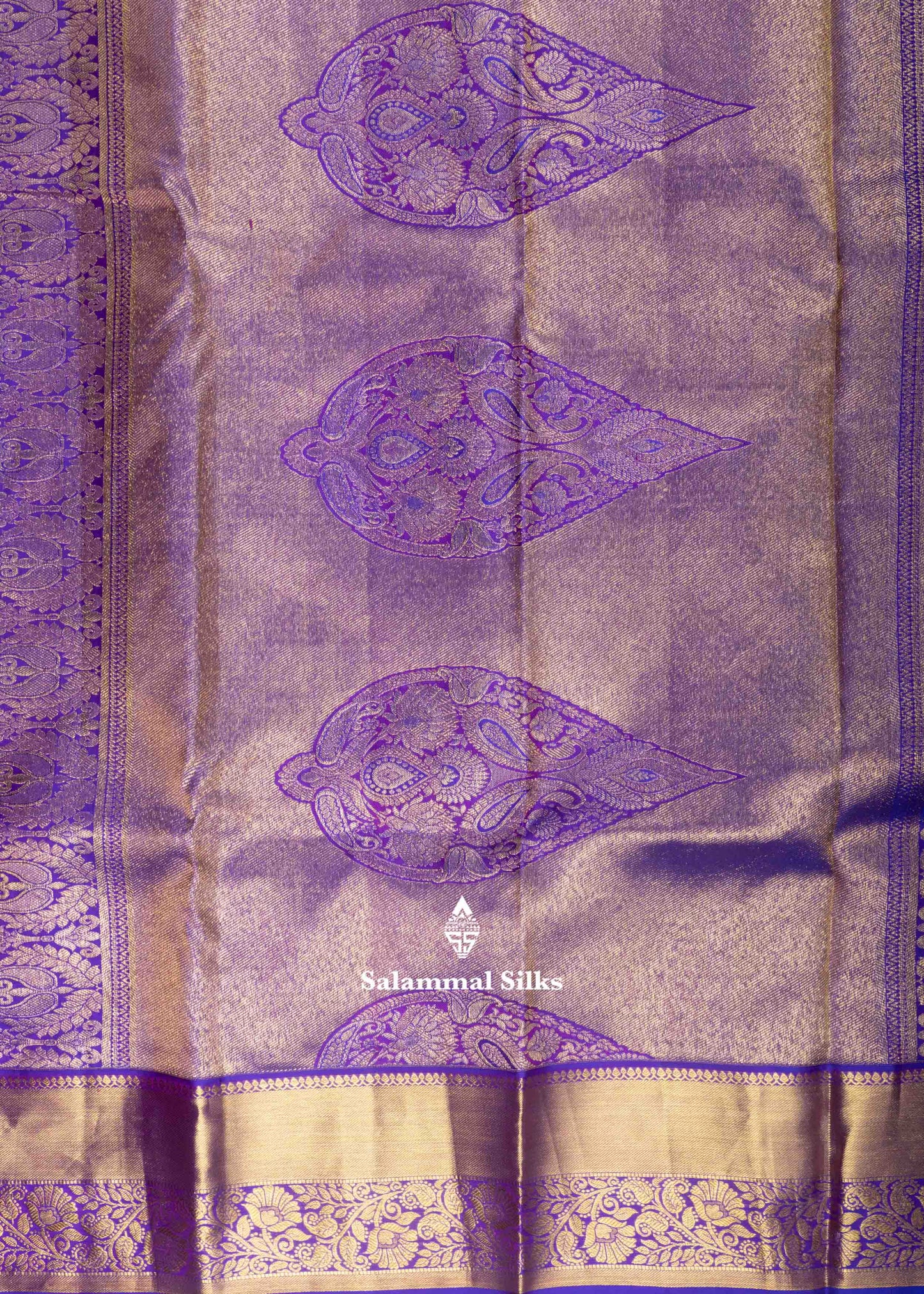 Kanjivaram Violet Pure Silk Saree With Grand Blouse