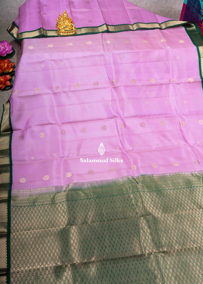 Kanjivaram Pure Silk Saree Lavender With Maroon Border