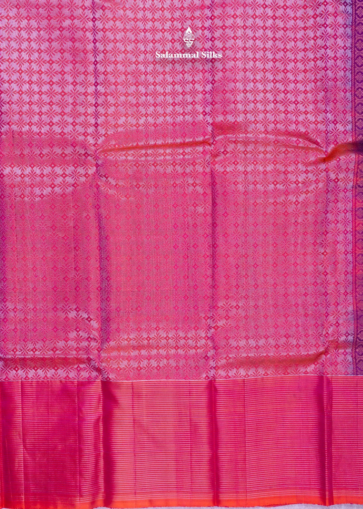 Kanjivaram Ink Blue Pure Silk Saree With Pinkish Orange Blouse