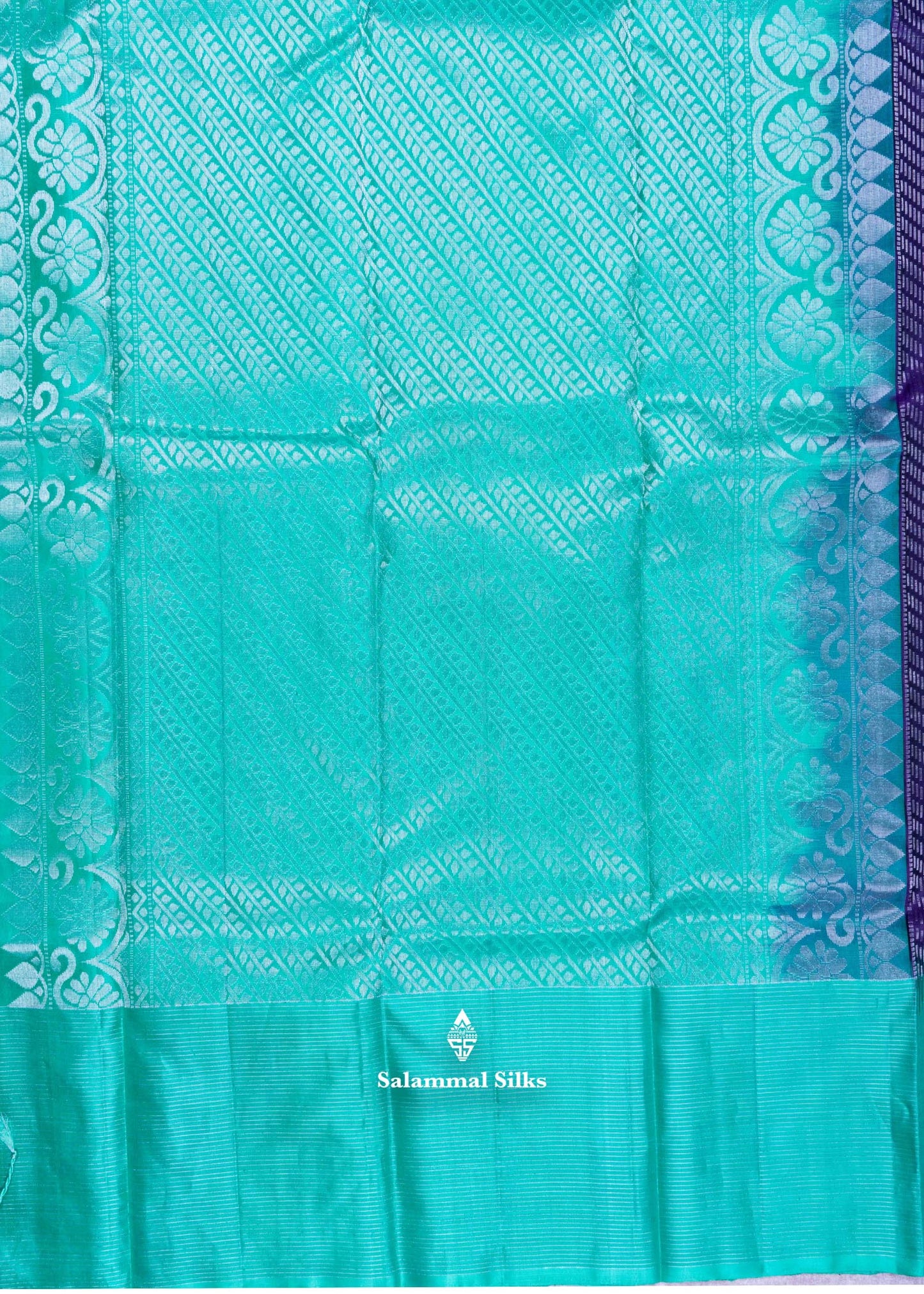 Kanjivaram Violet Pure Silk Saree With Saffire Green Blouse