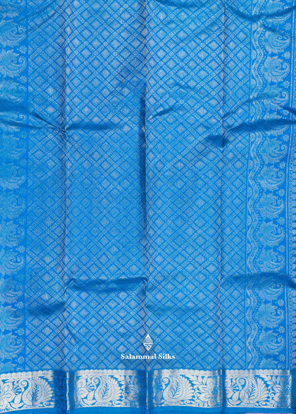 Kanjivaram Peacock Blue Pure Silk Saree With Gold Zari Border