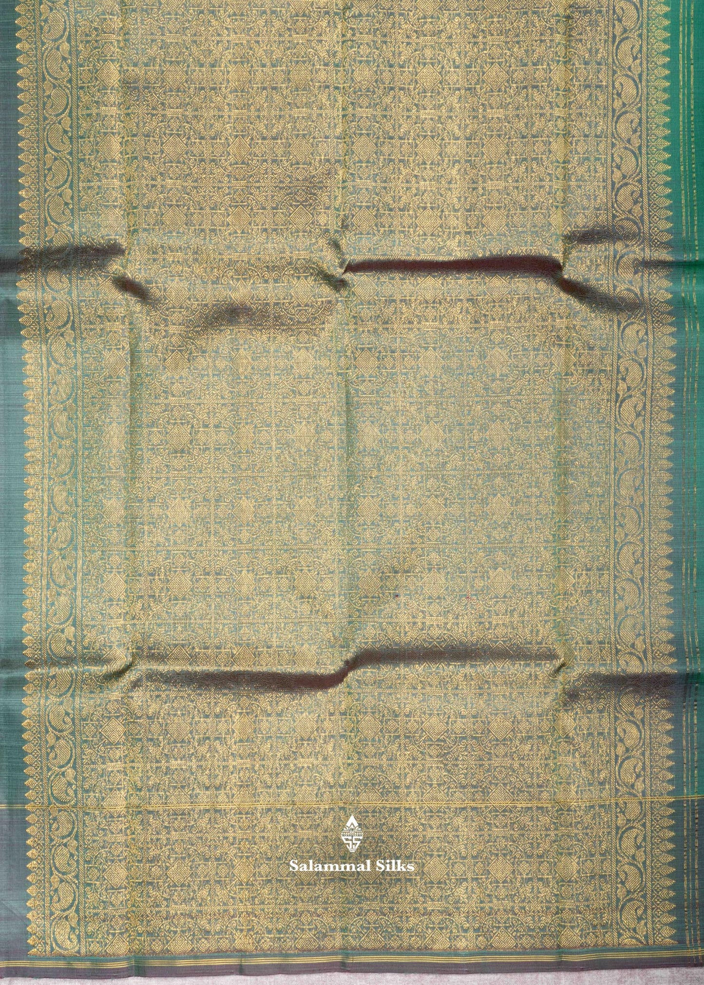 Kanjivaram Saffire Green Pure Silk Saree With Olive Green Blouse
