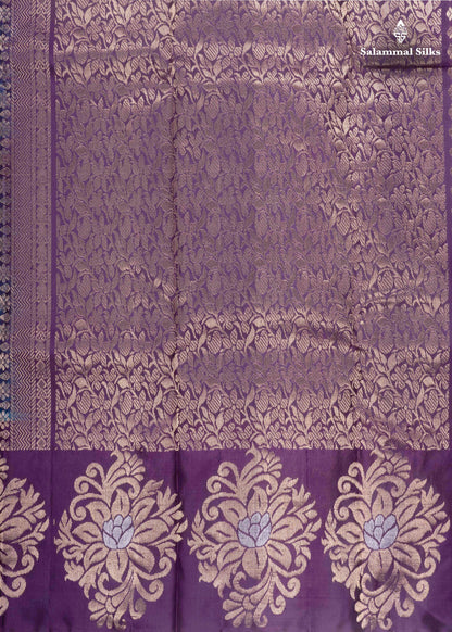 Kanjivaram Rama Blue Pure Silk Saree With Violet Fancy Border