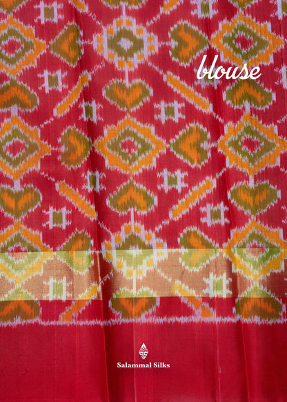 Kanjivaram Bottle Green Pure Silk Saree With Pochampally Blouse