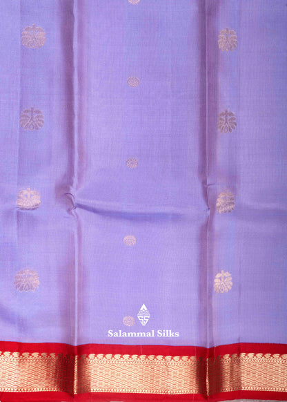 Kanjivaram Pure Silk Saree Lavender With Maroon Border