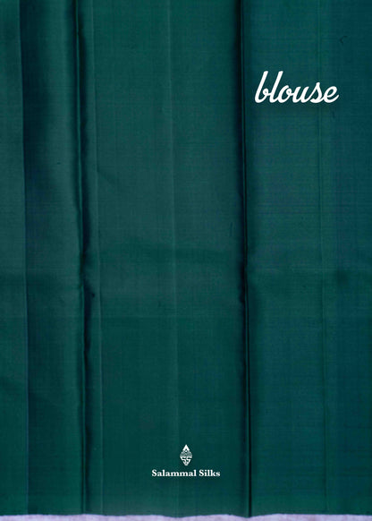 Kanjivaram Jimiki Kammal Design Pure Silk Saree With Bottle Green Border