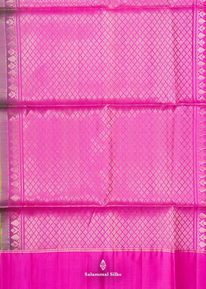 Kanjivaram Green Colour Rain Drop Butta Pure Soft Silk Saree With Pink Blouse