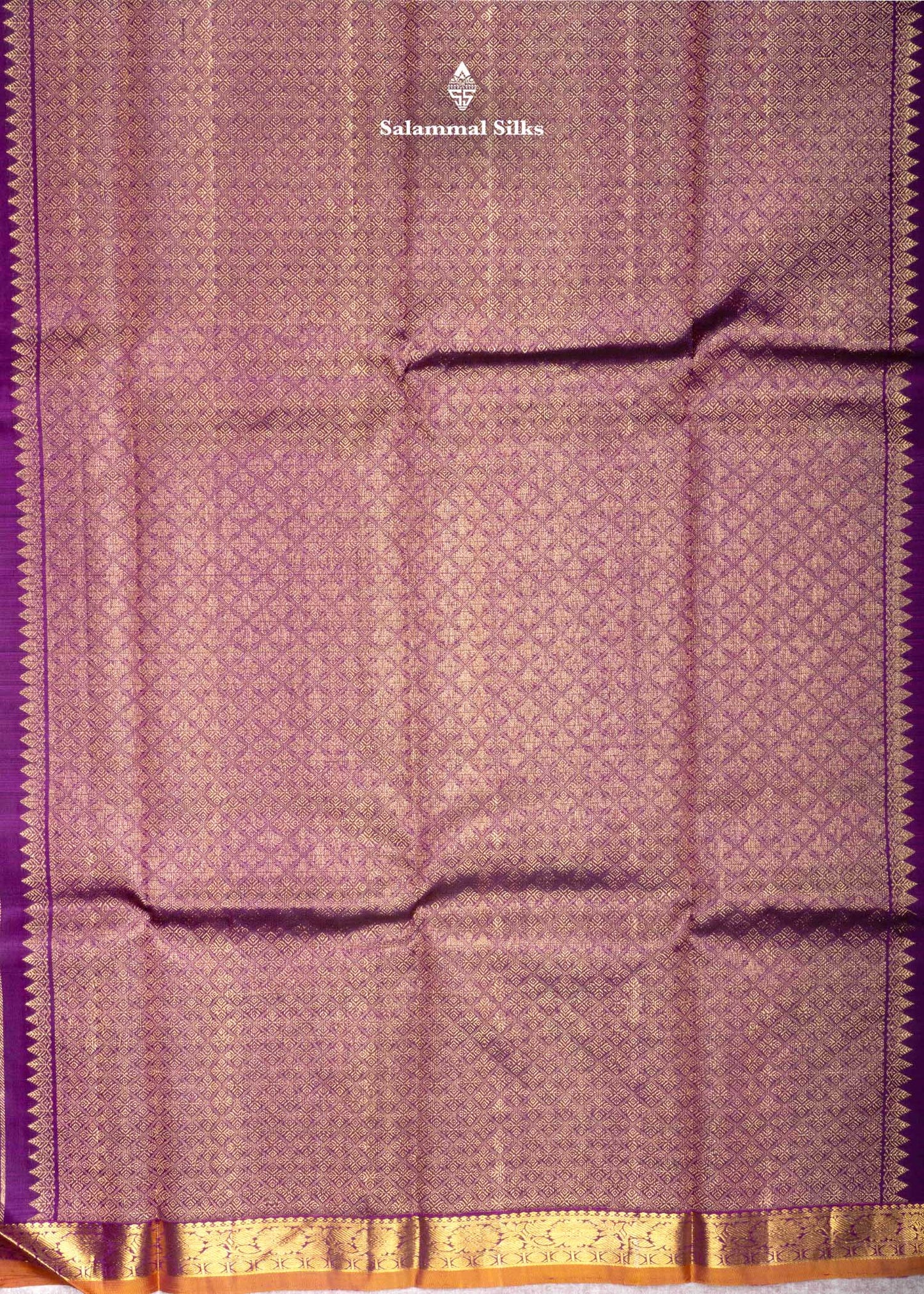 Kanjivaram Violet Pure Silk Saree With Gold Zari Small Border