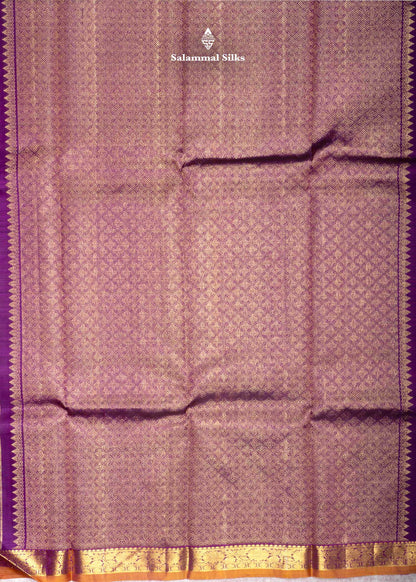 Kanjivaram Violet Pure Silk Saree With Gold Zari Small Border