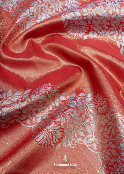 Orange Colour Fancy Semi Silk Saree With Gold Zari Border
