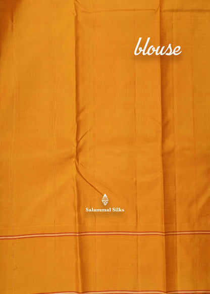 Kanjivaram Maroon Pure Silk Saree With Mustard Yellow Traditional Temple Border