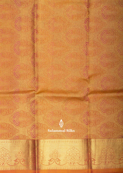 Kanjivaram Violet Pure Silk Jacquard Saree With Mustard Yellow Blouse