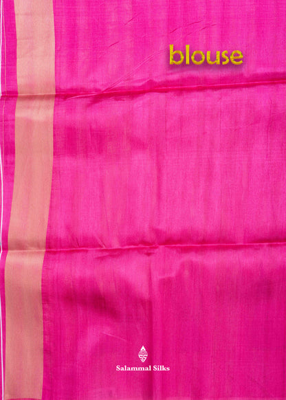 Navy Blue Semi Tussar Fancy Saree With Traditional Ganga & Jamuna Border