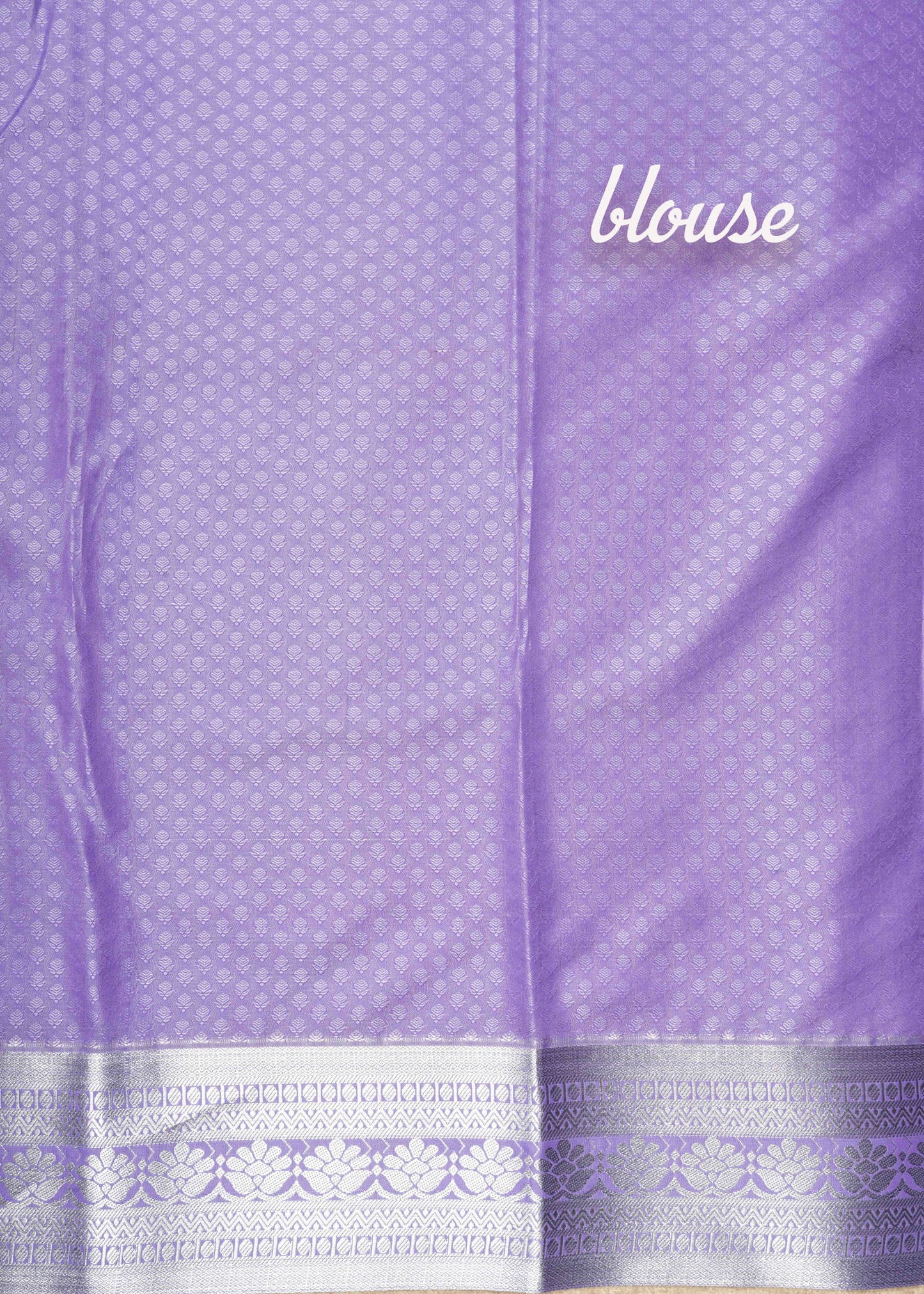 Lavender Bridal Semi Silk Saree With Silver Zari Border