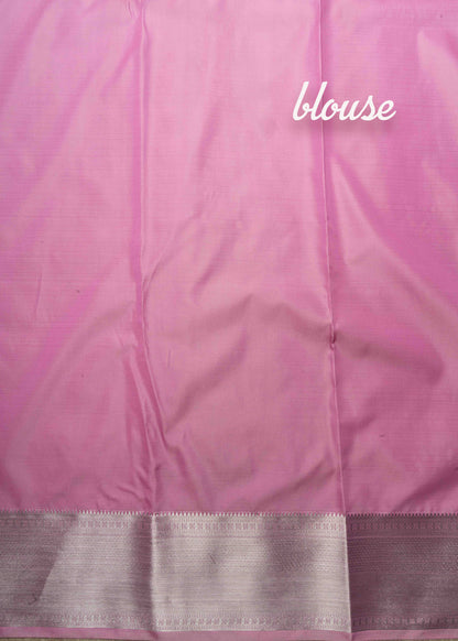 Light Pink Bridal Semi Silk Saree With Blouse