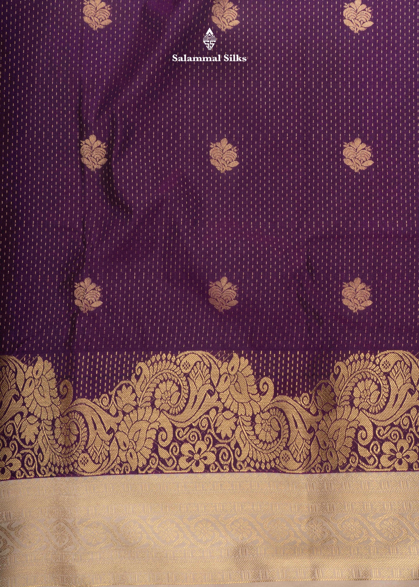 Violet Rain Drops Butta Semi Silk Saree With Sandal Fancy Border