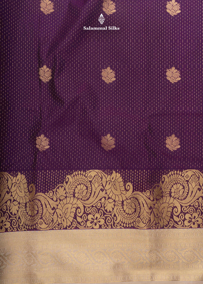 Violet Rain Drops Butta Semi Silk Saree With Sandal Fancy Border