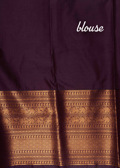 Navy Blue Semi Silk Saree With Copper Zari Traditional Long Size Border