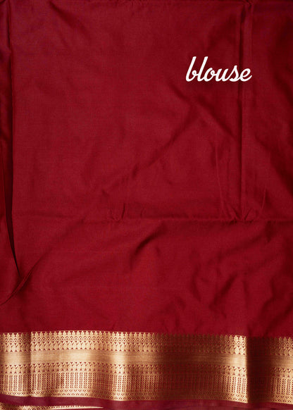Pastel Blue Semi Soft Silk Saree With Maroon Colour Blouse