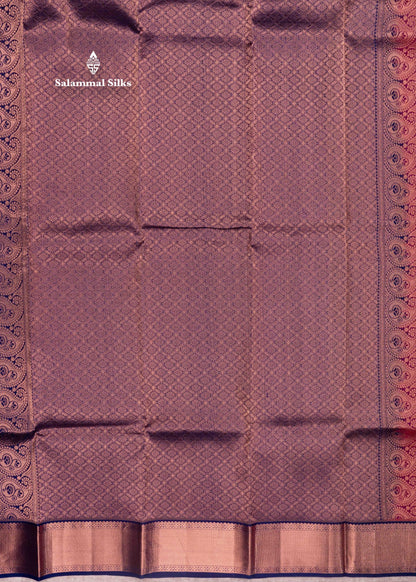 Kanjivaram Pink Colour Pure Silk Saree With Copper Zari Long Size Border