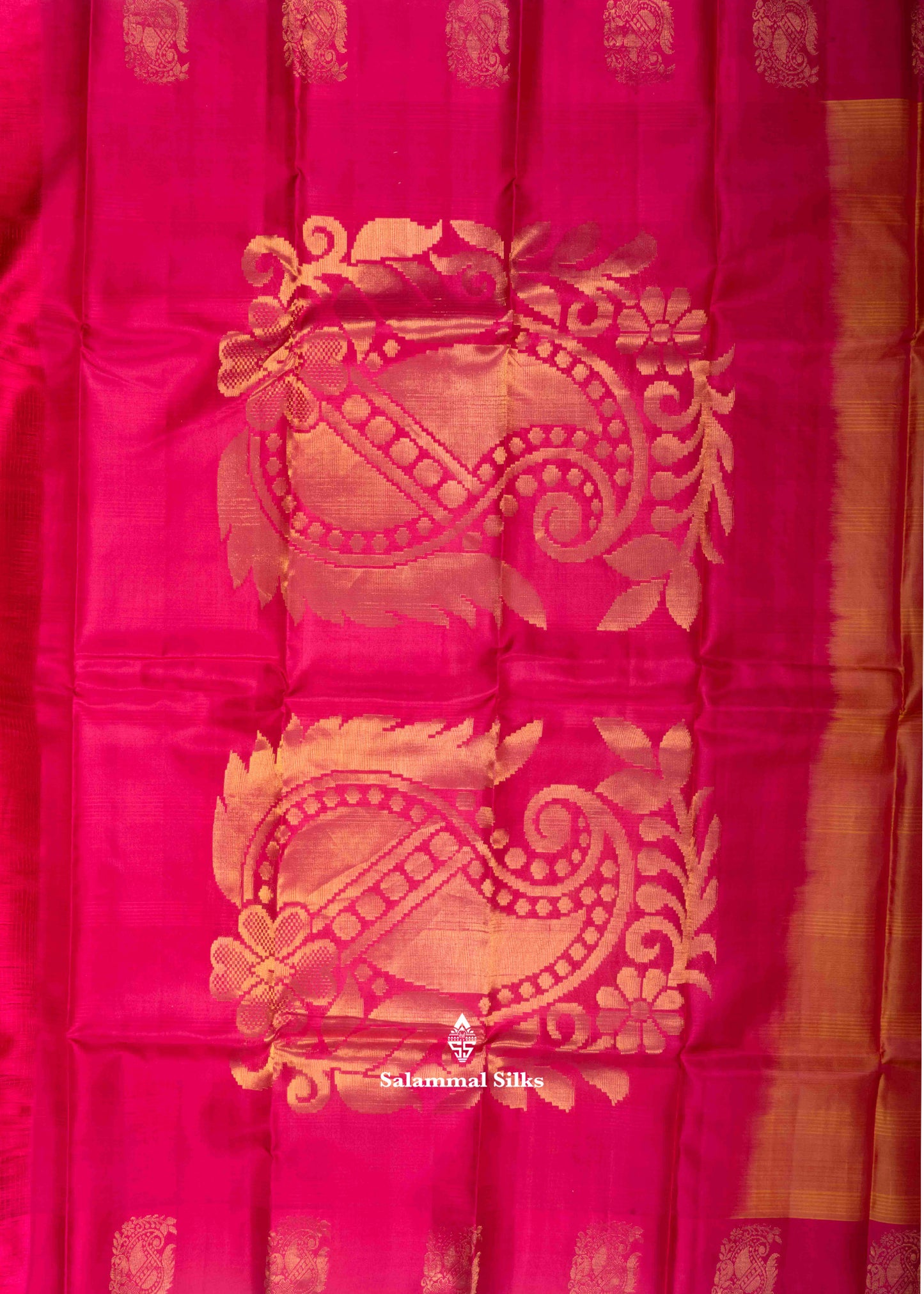 Kanjivaram Pure Silk Saree Peach Orange With Pink Blouse