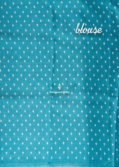 Sky Blue Colour Fancy Semi Tussar Saree With Blouse