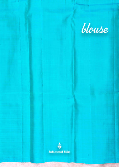 Kanjivaram Violet Pure Silk Saree With Sapphire Green Blouse