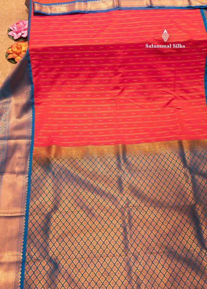 Sandal Colour Semi Silk Saree With Peacock Blue Copper Zari Border