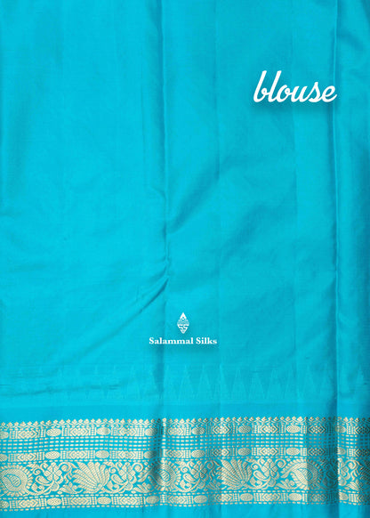 Kanjivaram Light Brown Pure Silk Saree With Sapphire Green Blouse