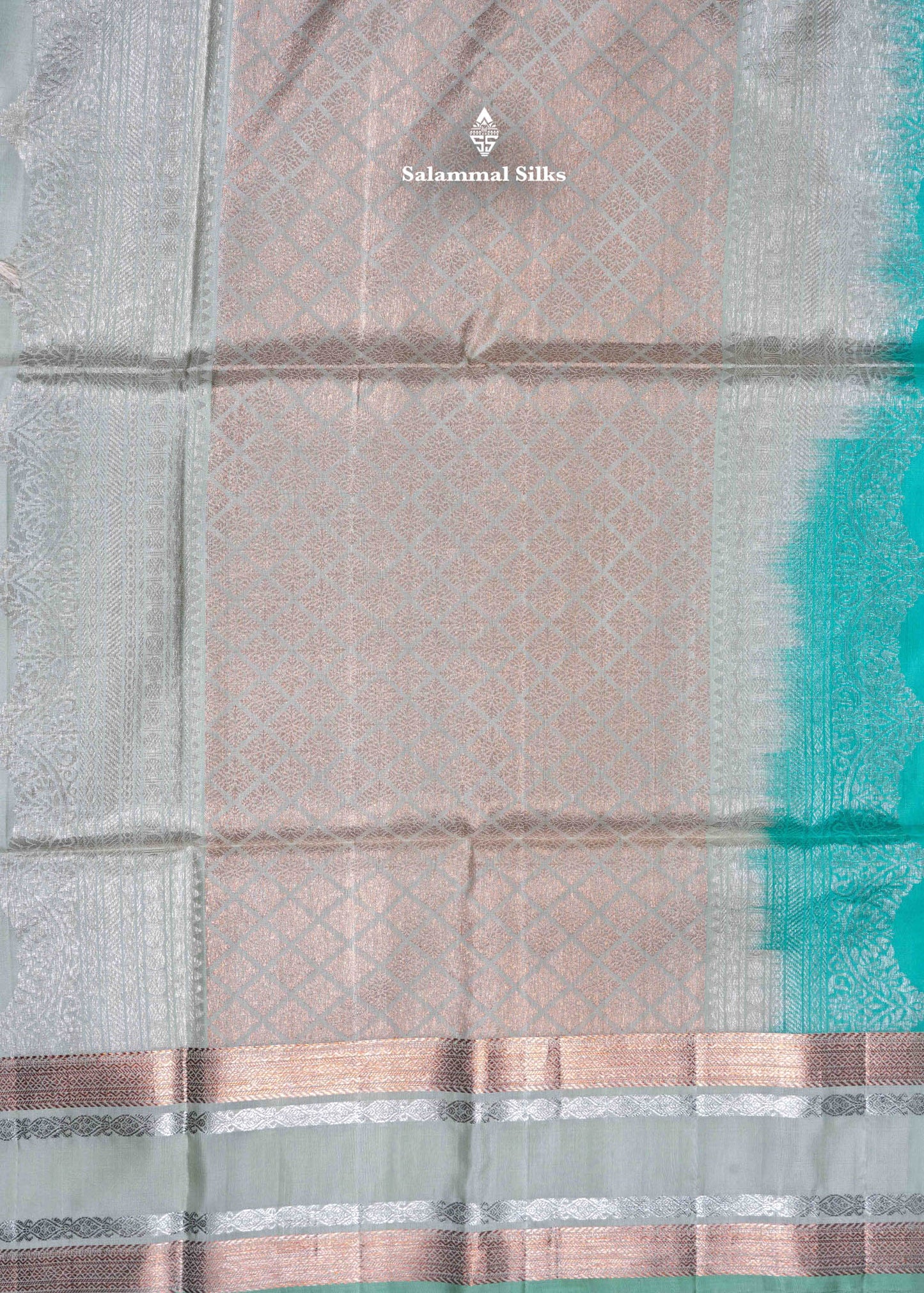 Kanjivaram Sea Green Pure Soft Silk Saree With Cream Green Blouse