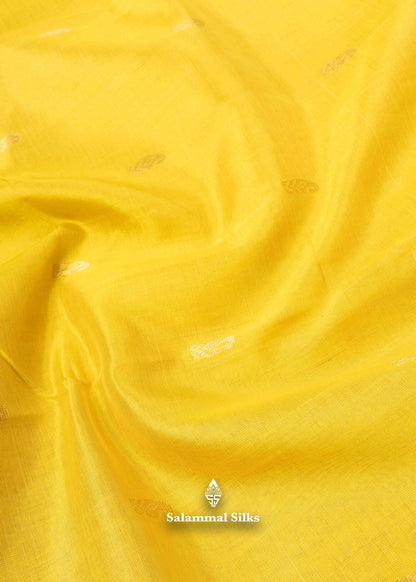 Lemon Yellow Pure Silk Cotton Saree With Sky Blue Blouse