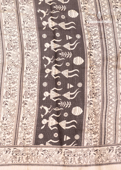Brown Colour Fancy Semi Tussar Saree With Blouse