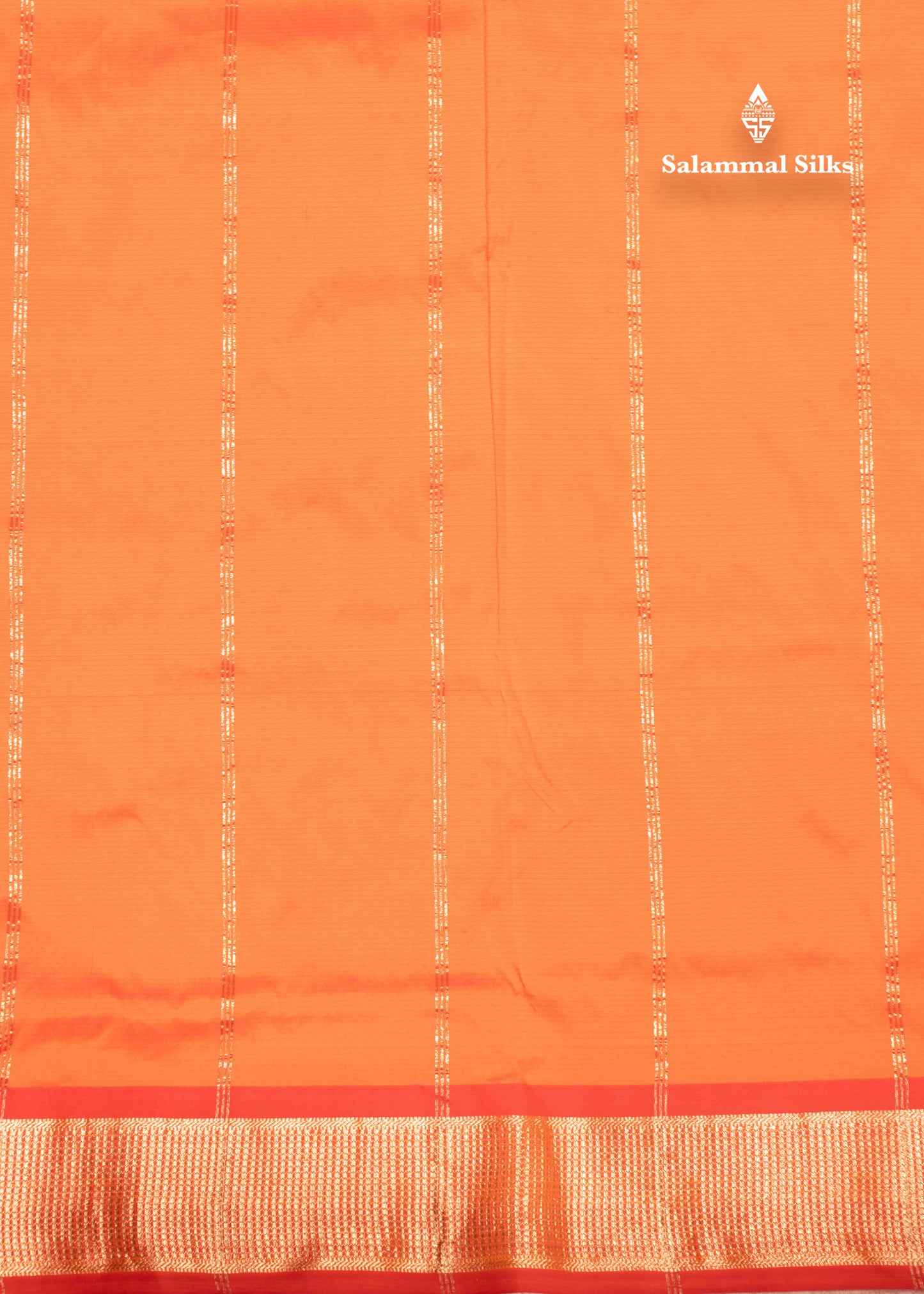 9 Yards Semi Silk Saree Orange Colour with Red Border