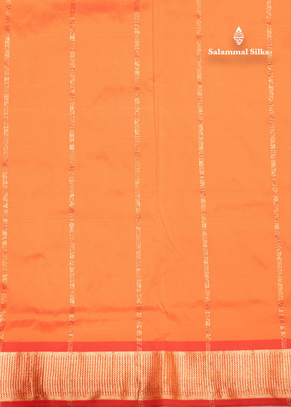 9 Yards Semi Silk Saree Orange Colour with Red Border