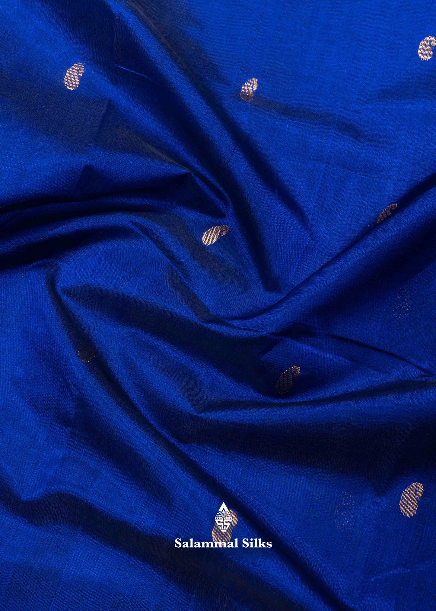 Navy Blue Pure Silk Cotton Saree With Green Blouse