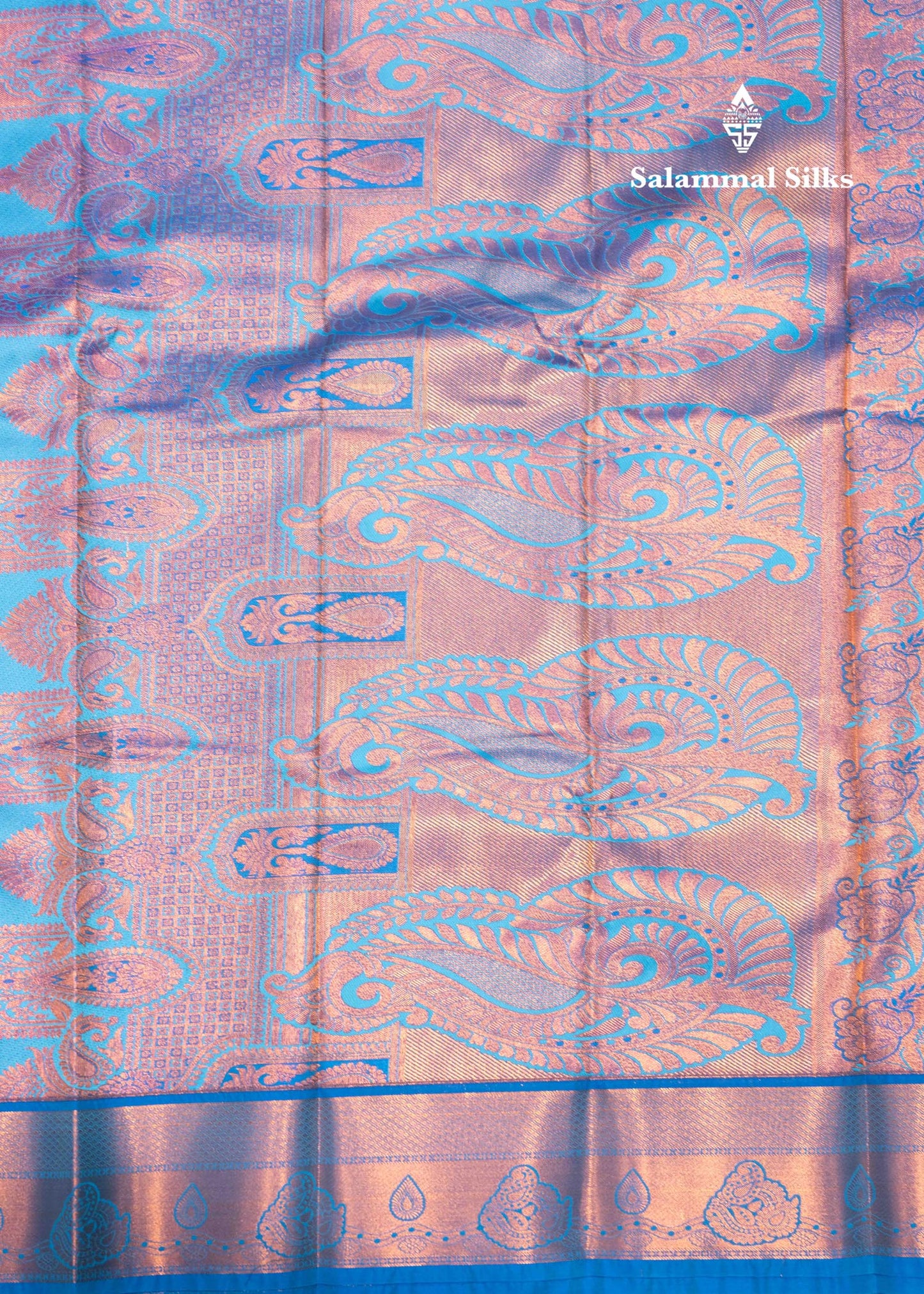 Violet Colour Small Checks Semi Silk Saree With Blue Border